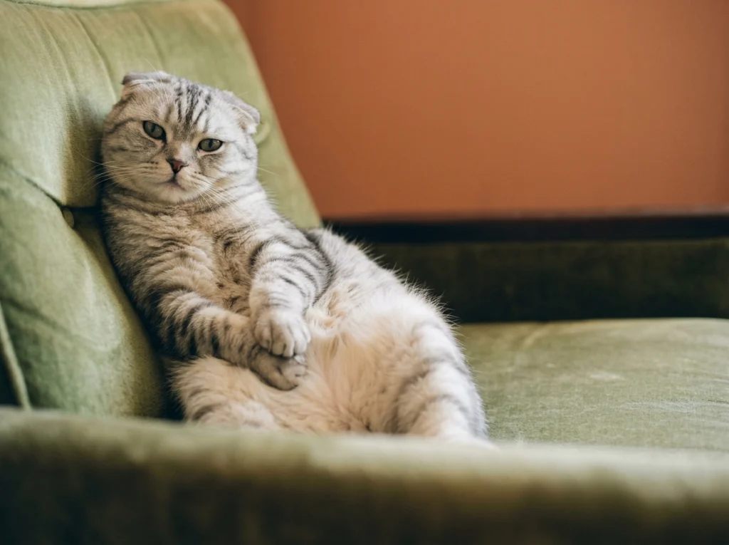 Chat allongé sur un canapé